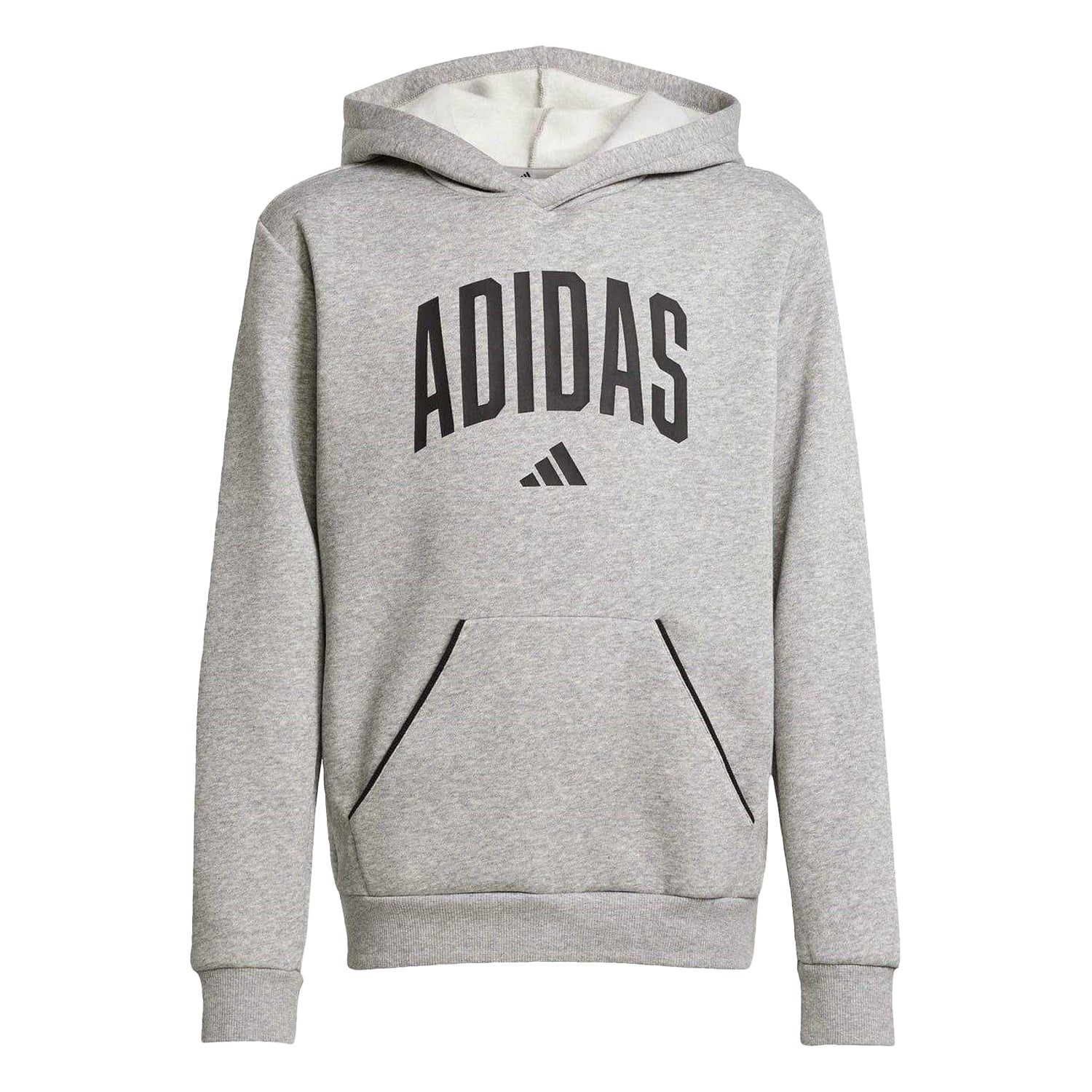 Grey-Black - Front - Adidas Childrens-Kids Fleece Hoodie