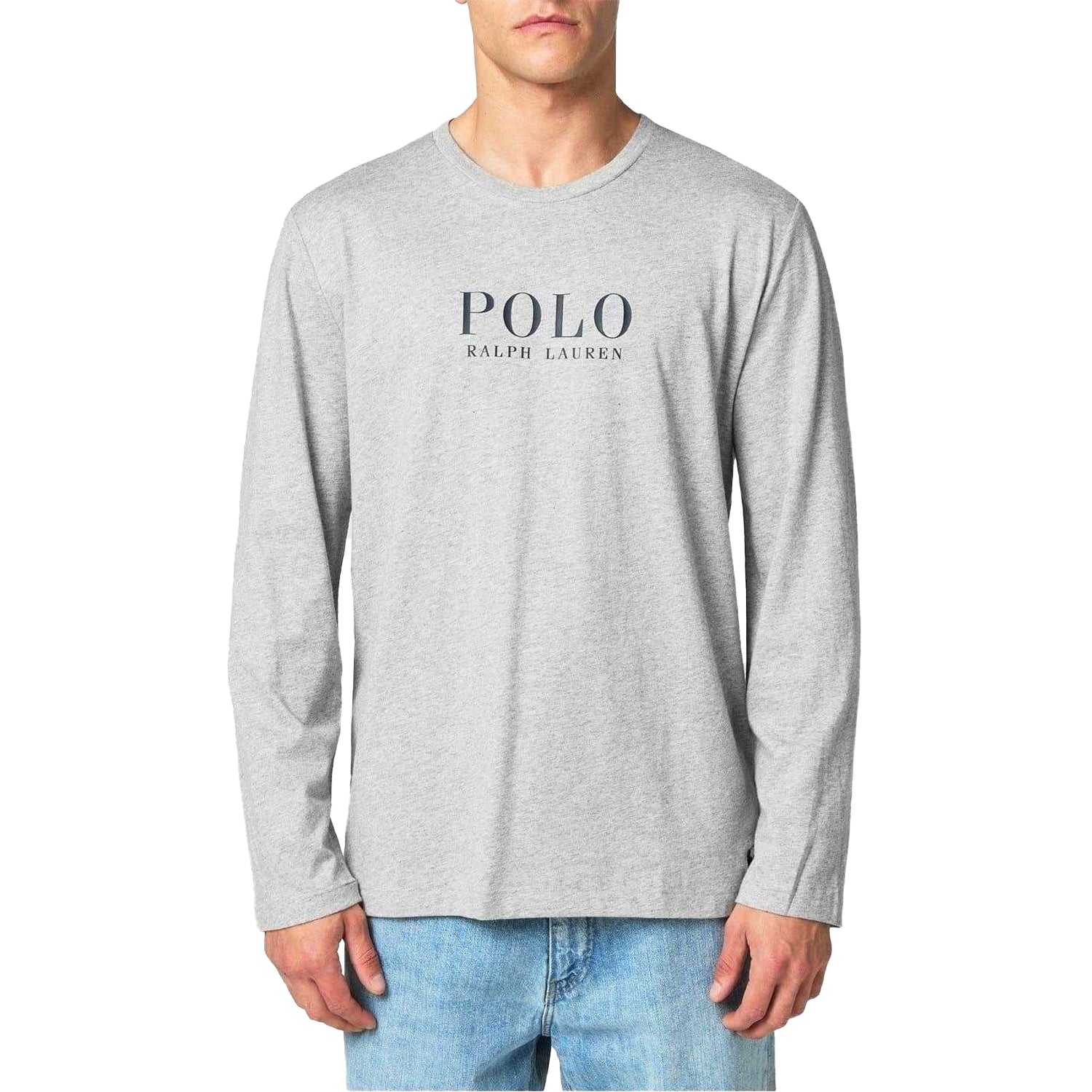 Grey Heather - Lifestyle - Ralph Lauren Mens Logo Cotton Long-Sleeved Polo T-Shirt