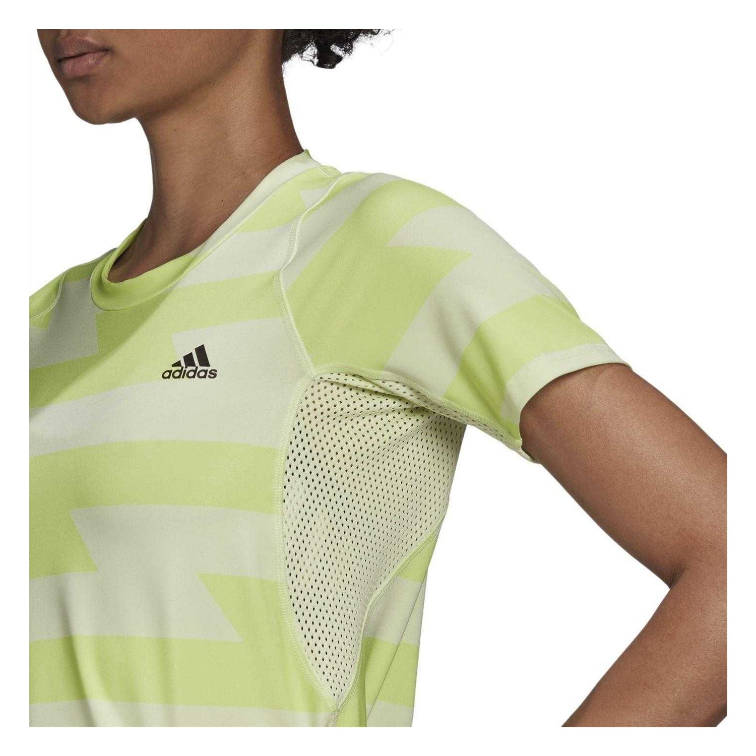 Lime Green - Side - Adidas Womens-Ladies All-Over Print Aeroready T-Shirt