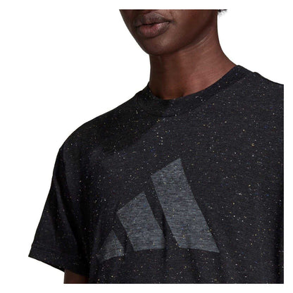 Black Melange Melange - Side - Adidas Womens-Ladies Winners Speckle Crew Neck Regular T-Shirt