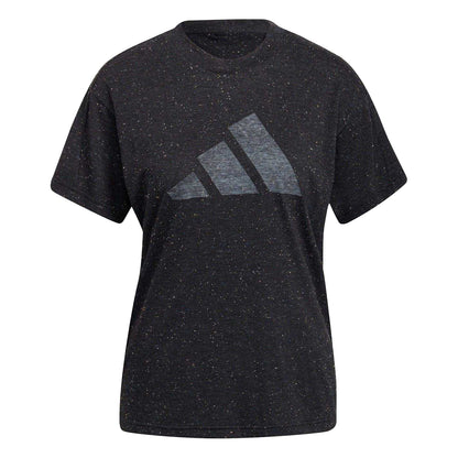 Black Melange Melange - Front - Adidas Womens-Ladies Winners Speckle Crew Neck Regular T-Shirt