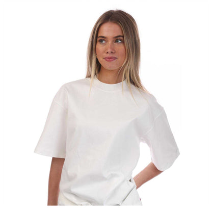 White - Side - Off White Womens-Ladies Arrow Cotton Twisted Hem T-Shirt