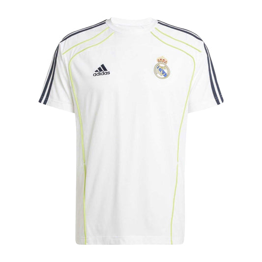 White - Front - Adidas Mens Ubackpack Real Madrid CF T-Shirt
