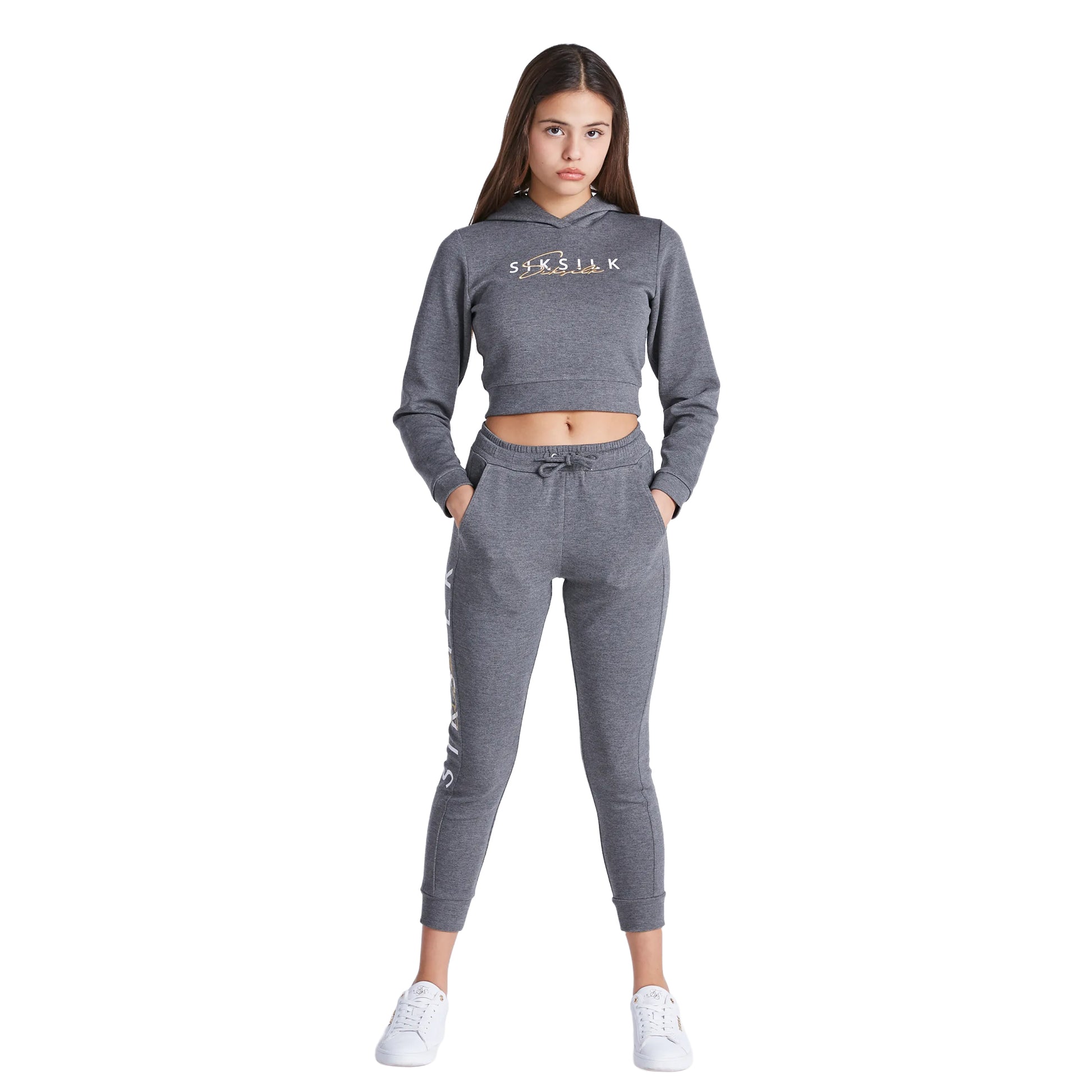 Grey Marl - Lifestyle - SikSilk Girls Signature Track Top