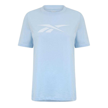 Blue - Front - Reebok Womens-Ladies Contrast Logo Towelling T-Shirt