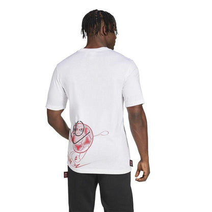 White - Back - Adidas Mens Trefoil Ajax Amsterdam Cotton T-Shirt