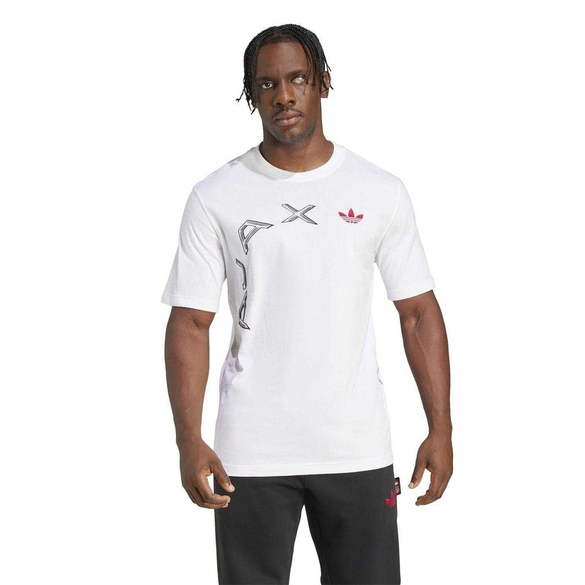 White - Lifestyle - Adidas Mens Trefoil Ajax Amsterdam Cotton T-Shirt