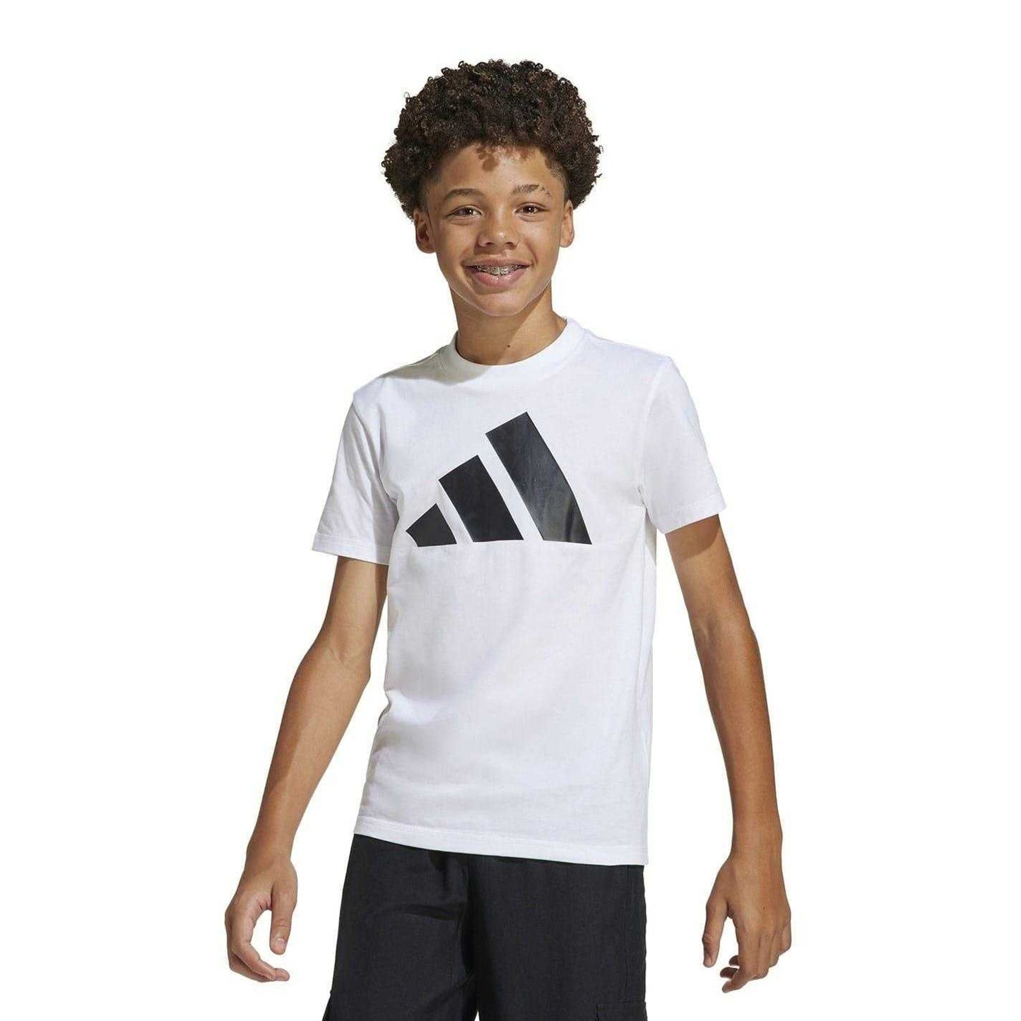 White-Black - Side - Adidas Childrens-Kids T-Shirt
