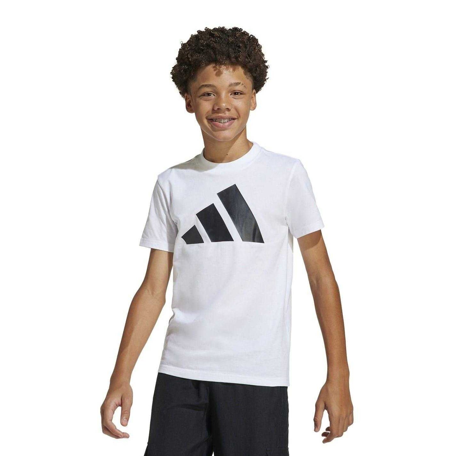 White-Black - Side - Adidas Childrens-Kids T-Shirt