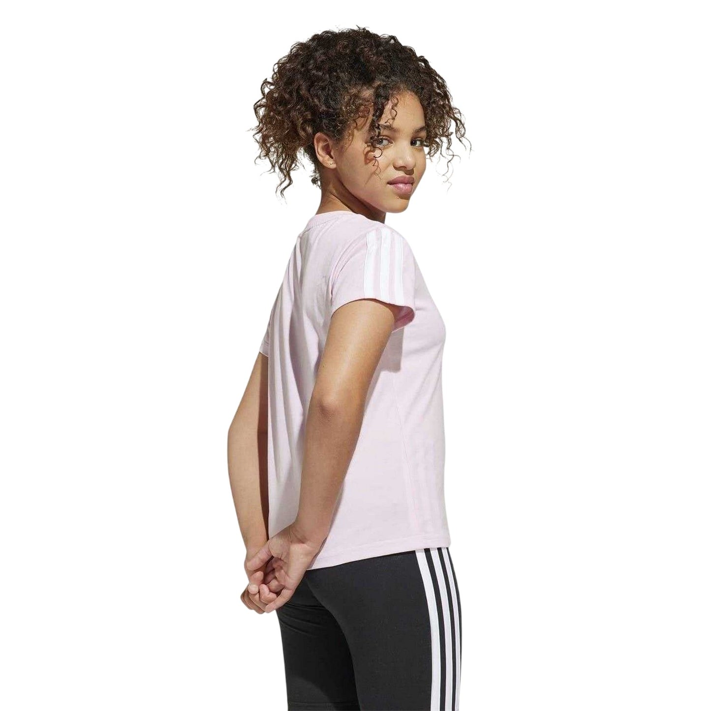Pink-White - Back - Adidas Childrens-Kids Essentials T-Shirt