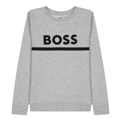 Grey - Front - Boss Childrens-Kids Crew Neck Sweatshirt