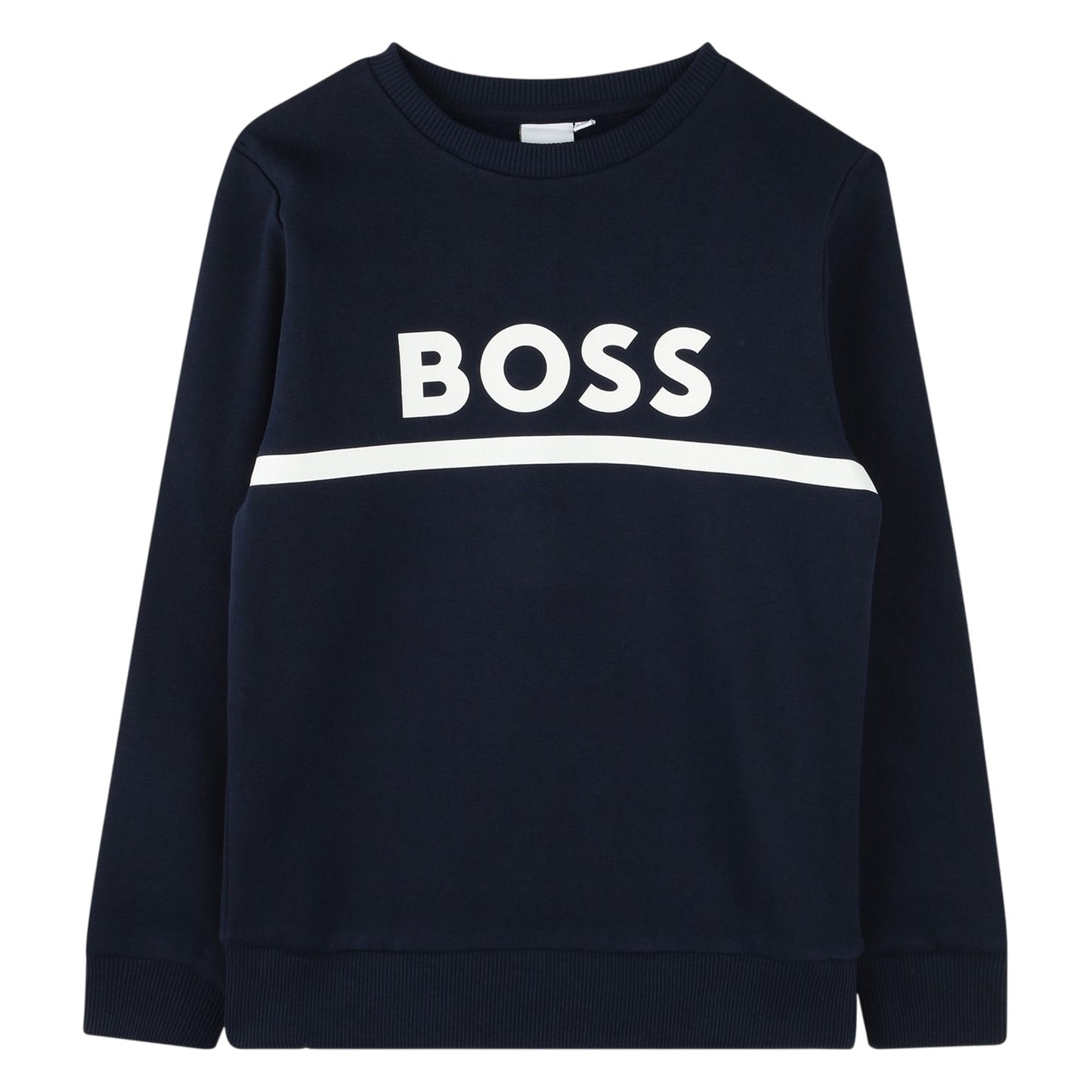 Navy - Front - Boss Childrens-Kids Crew Neck Sweatshirt