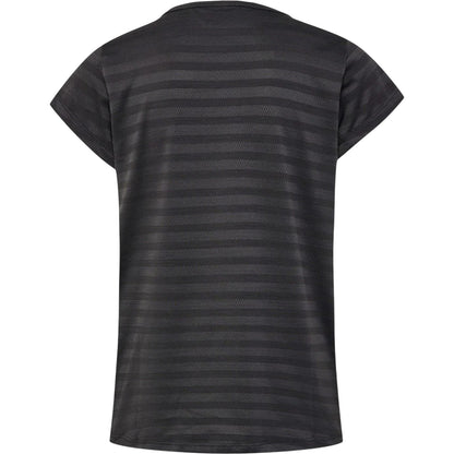 Grey - Back - Hummel Childrens-Kids Striped Crew Neck Regular T-Shirt