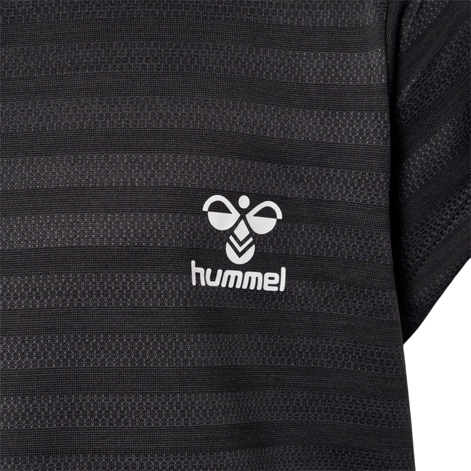 Grey - Side - Hummel Childrens-Kids Striped Crew Neck Regular T-Shirt