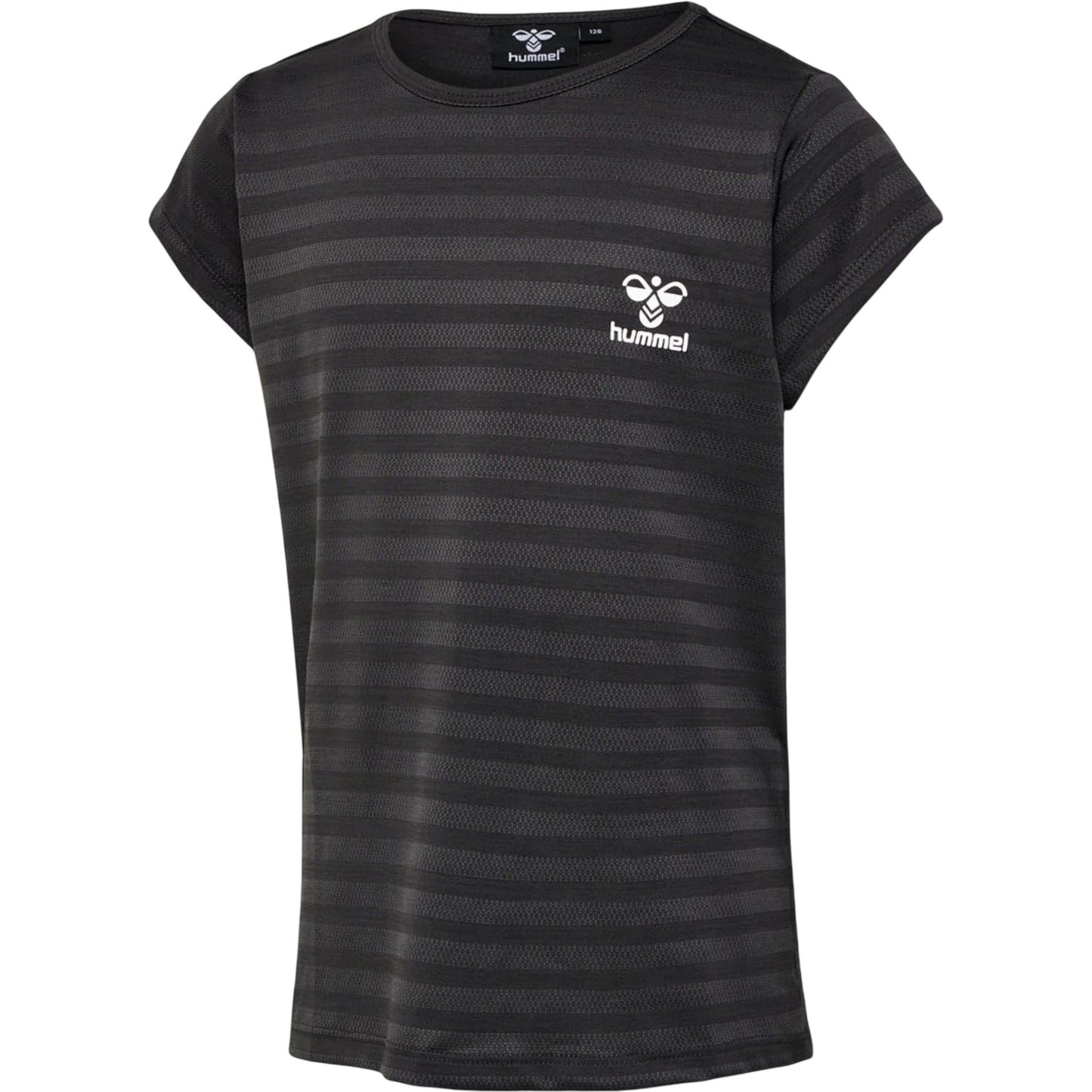 Grey - Front - Hummel Childrens-Kids Striped Crew Neck Regular T-Shirt