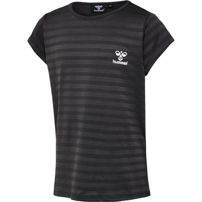 Grey - Front - Hummel Childrens-Kids Striped Crew Neck Regular T-Shirt