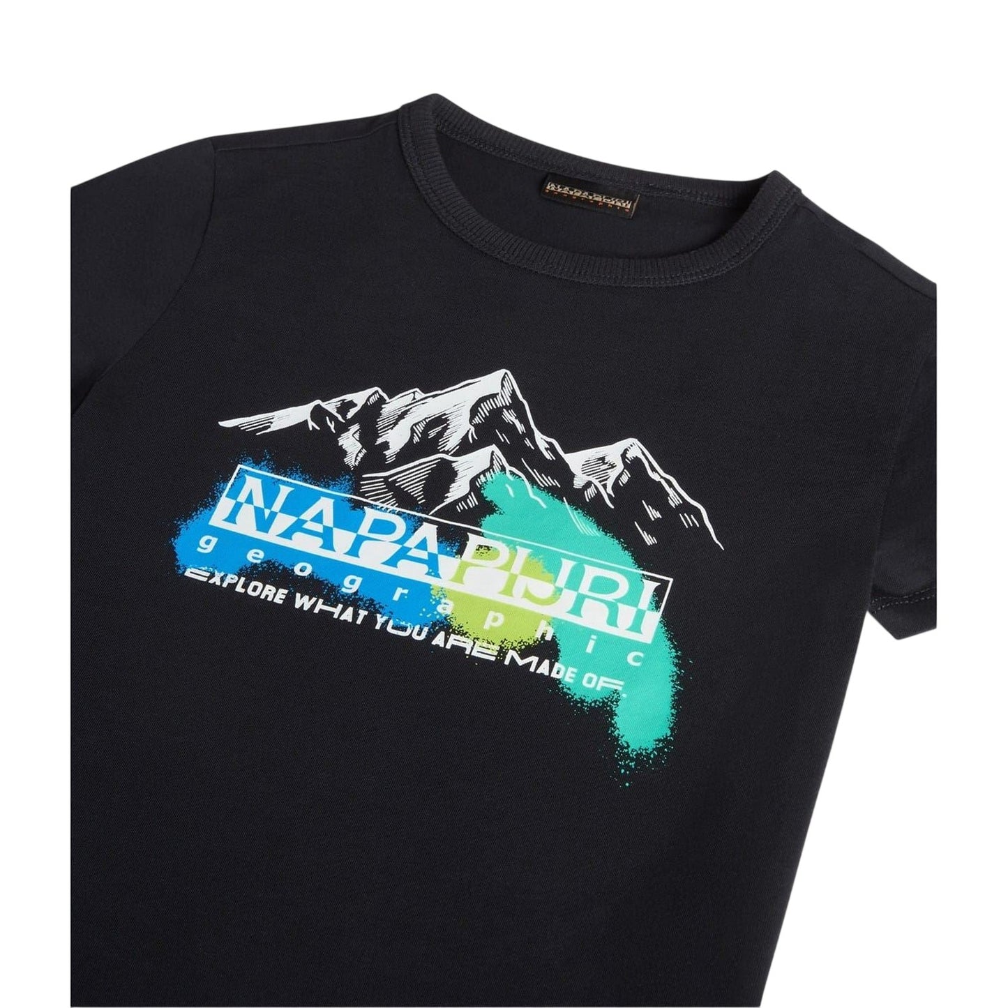Black - Side - Napapijri Childrens-Kids Graphic Print T-Shirt