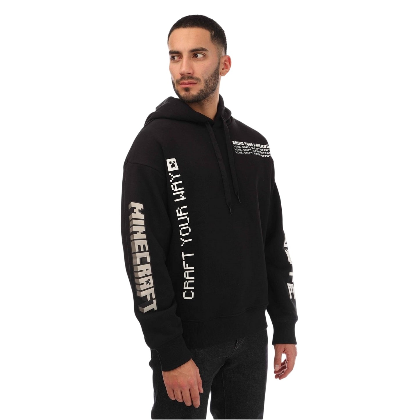 Black - Side - Lacoste Mens Minecraft Loose Hoodie