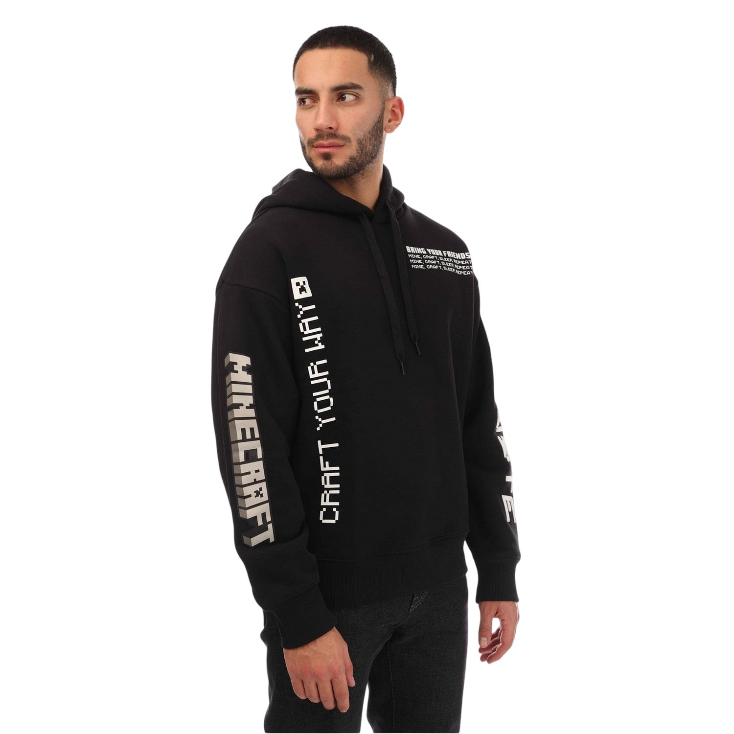 Black - Side - Lacoste Mens Minecraft Loose Hoodie