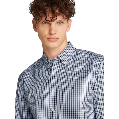 Sweet Blue - Side - Tommy Hilfiger Mens Checked Regular Long-Sleeved Shirt
