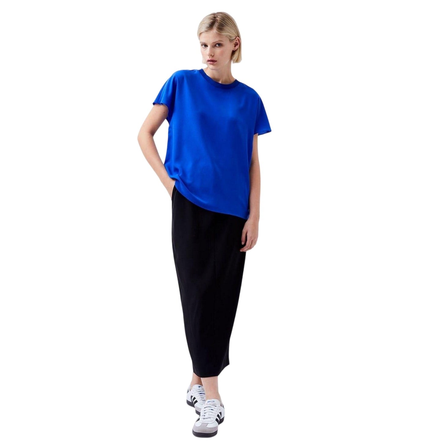Sapphire Blue - Side - French Connection Womens-Ladies Crew Neck Regular T-Shirt