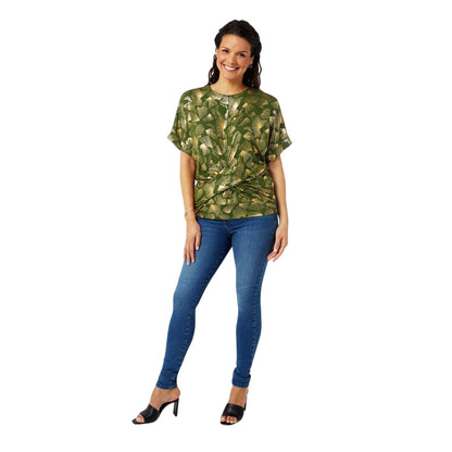 Khaki Green - Lifestyle - Biba Womens-Ladies Foil Twisted Top