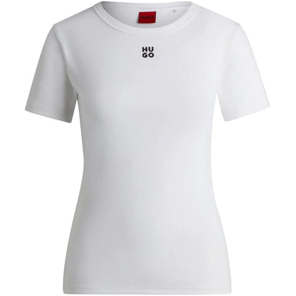 White - Front - Hugo Womens-Ladies Embroidered Logo Regular T-Shirt