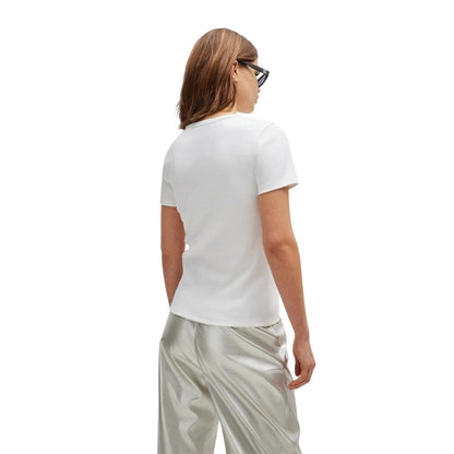 White - Back - Hugo Womens-Ladies Embroidered Logo Regular T-Shirt