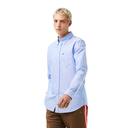 Blue - Side - Lacoste Mens Oxford Cotton Regular Shirt