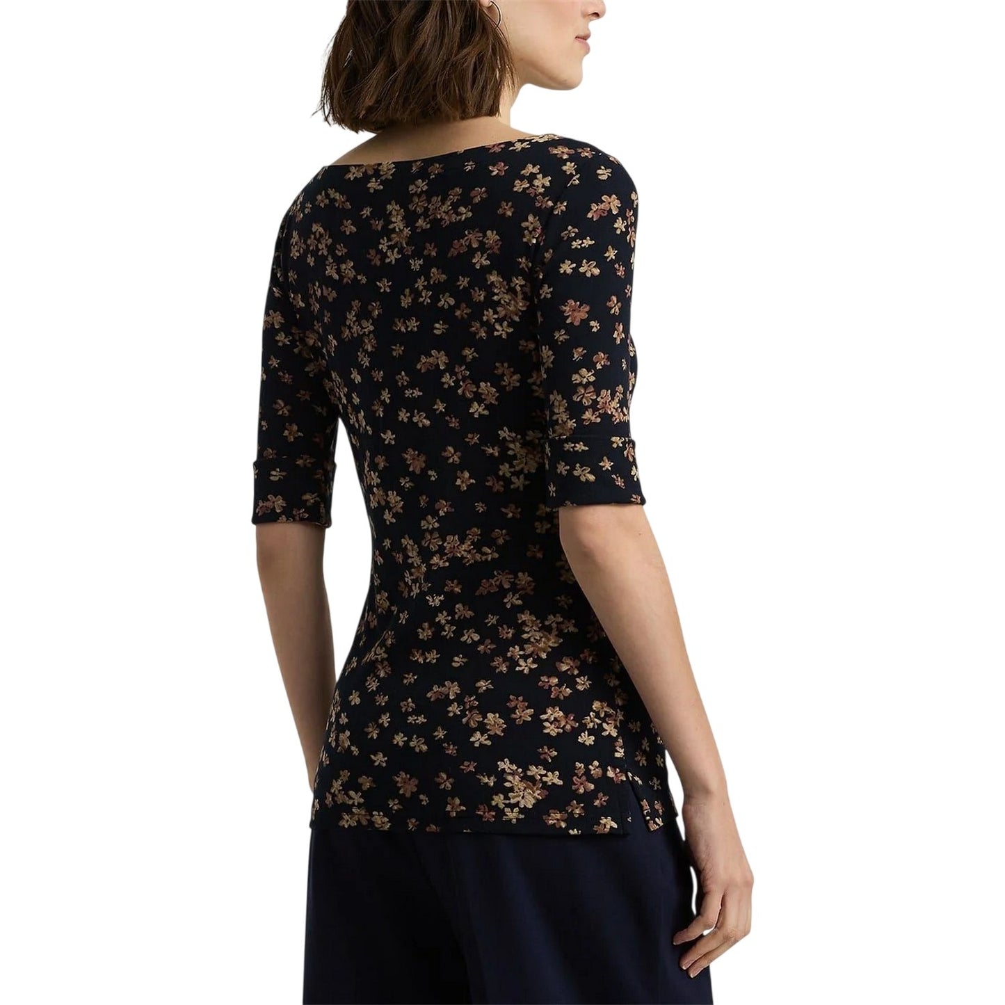 Navy - Back - Ralph Lauren Womens-Ladies Floral Slim T-Shirt