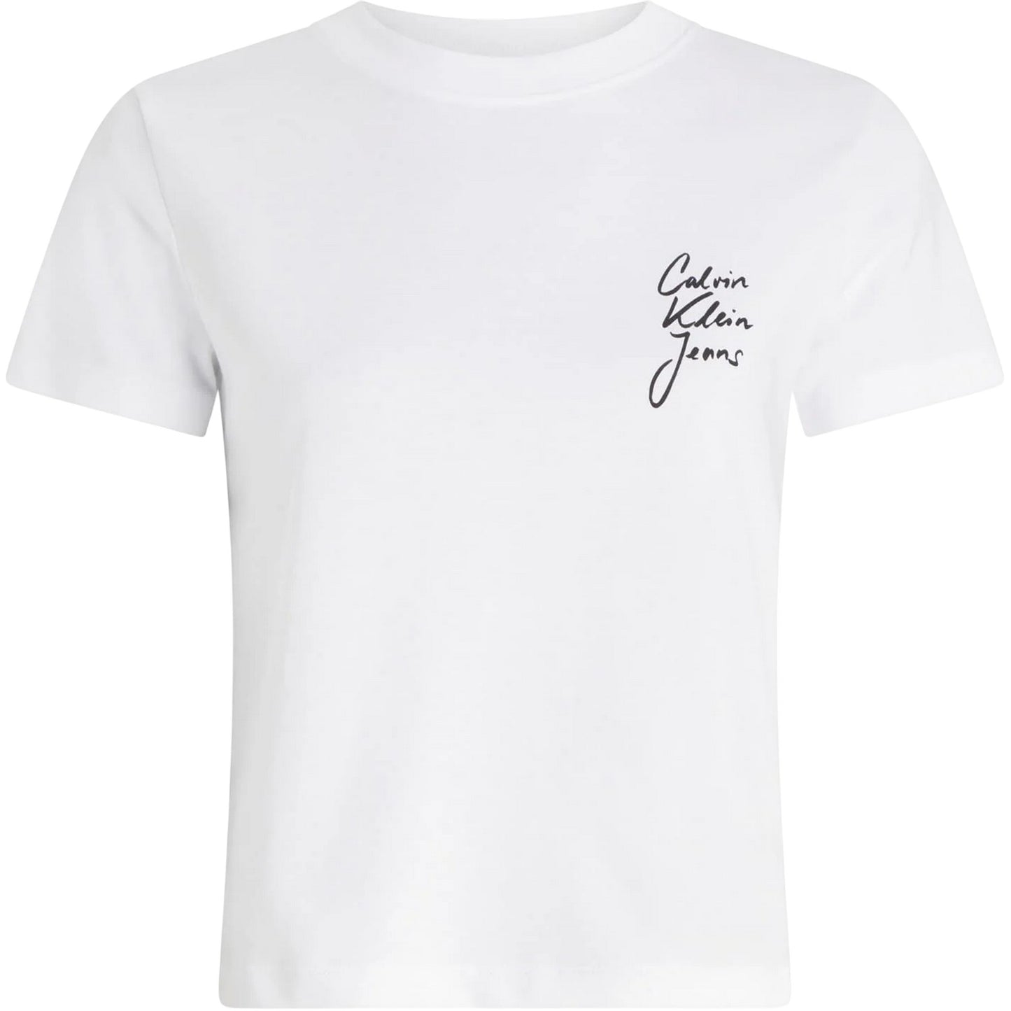 Bright White - Front - Calvin Klein Womens-Ladies Logo Crew Neck Regular Crop T-Shirt