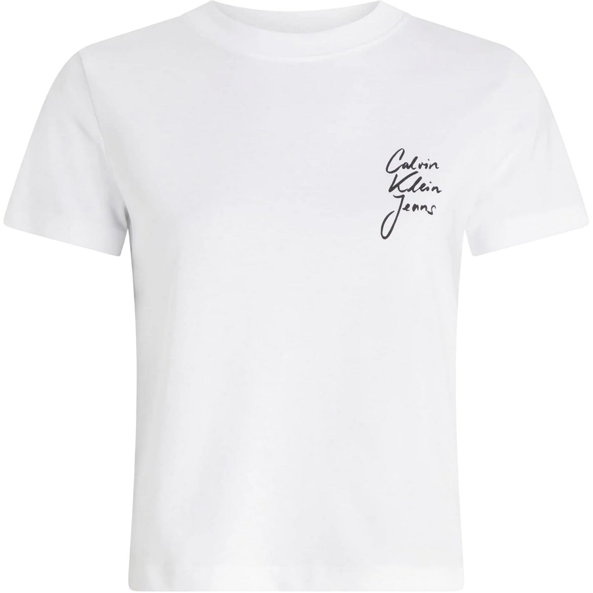 Bright White - Front - Calvin Klein Womens-Ladies Logo Crew Neck Regular Crop T-Shirt
