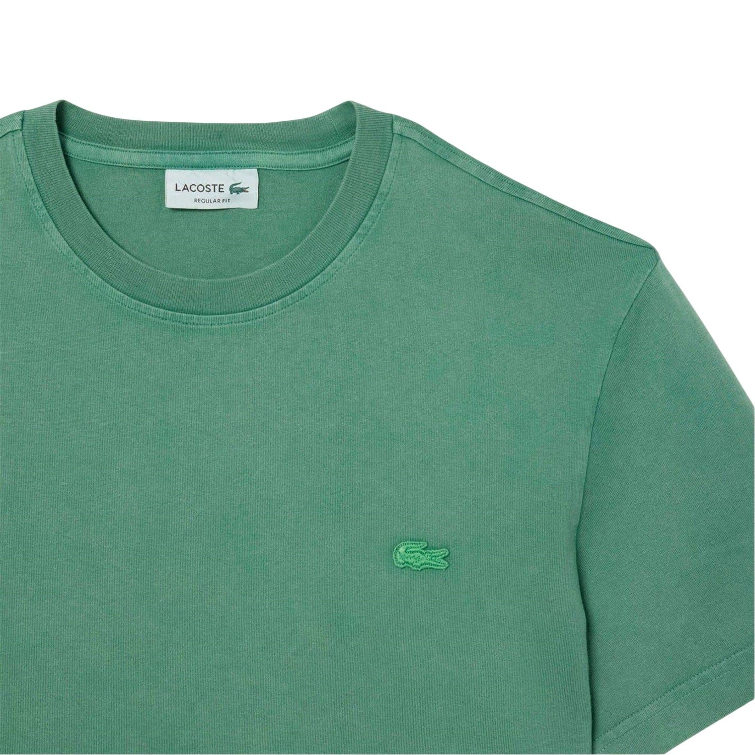 Green - Side - Lacoste Mens Logo Crew Neck Regular T-Shirt