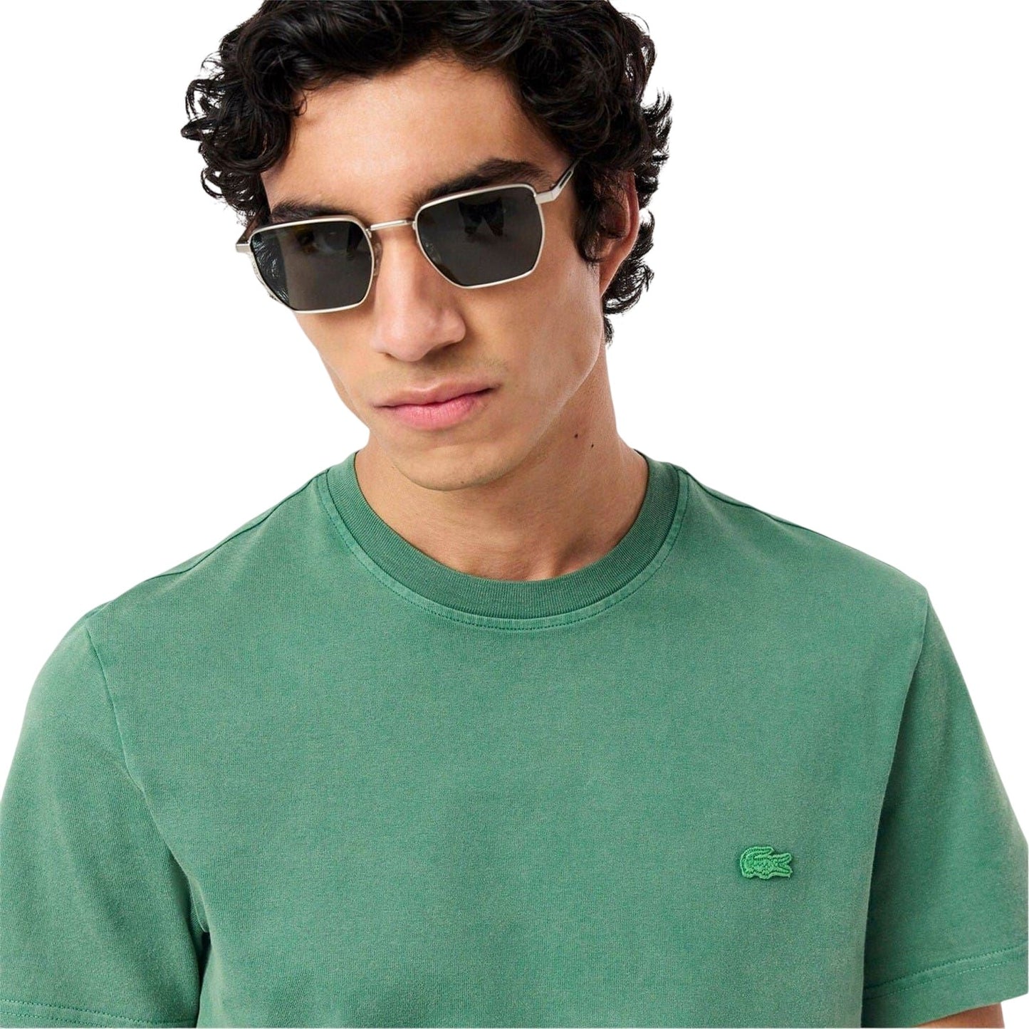 Green - Lifestyle - Lacoste Mens Logo Crew Neck Regular T-Shirt