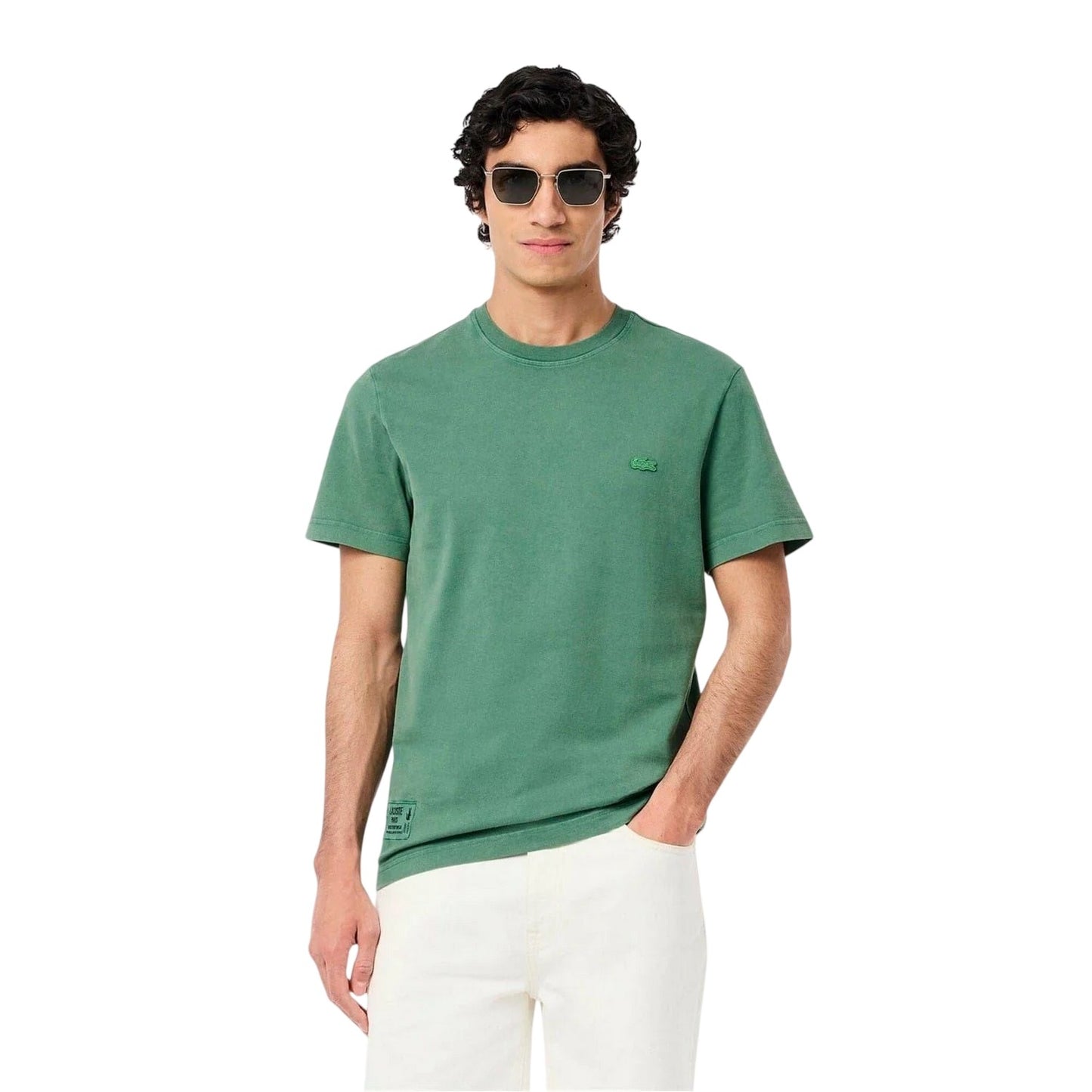 Green - Pack Shot - Lacoste Mens Logo Crew Neck Regular T-Shirt