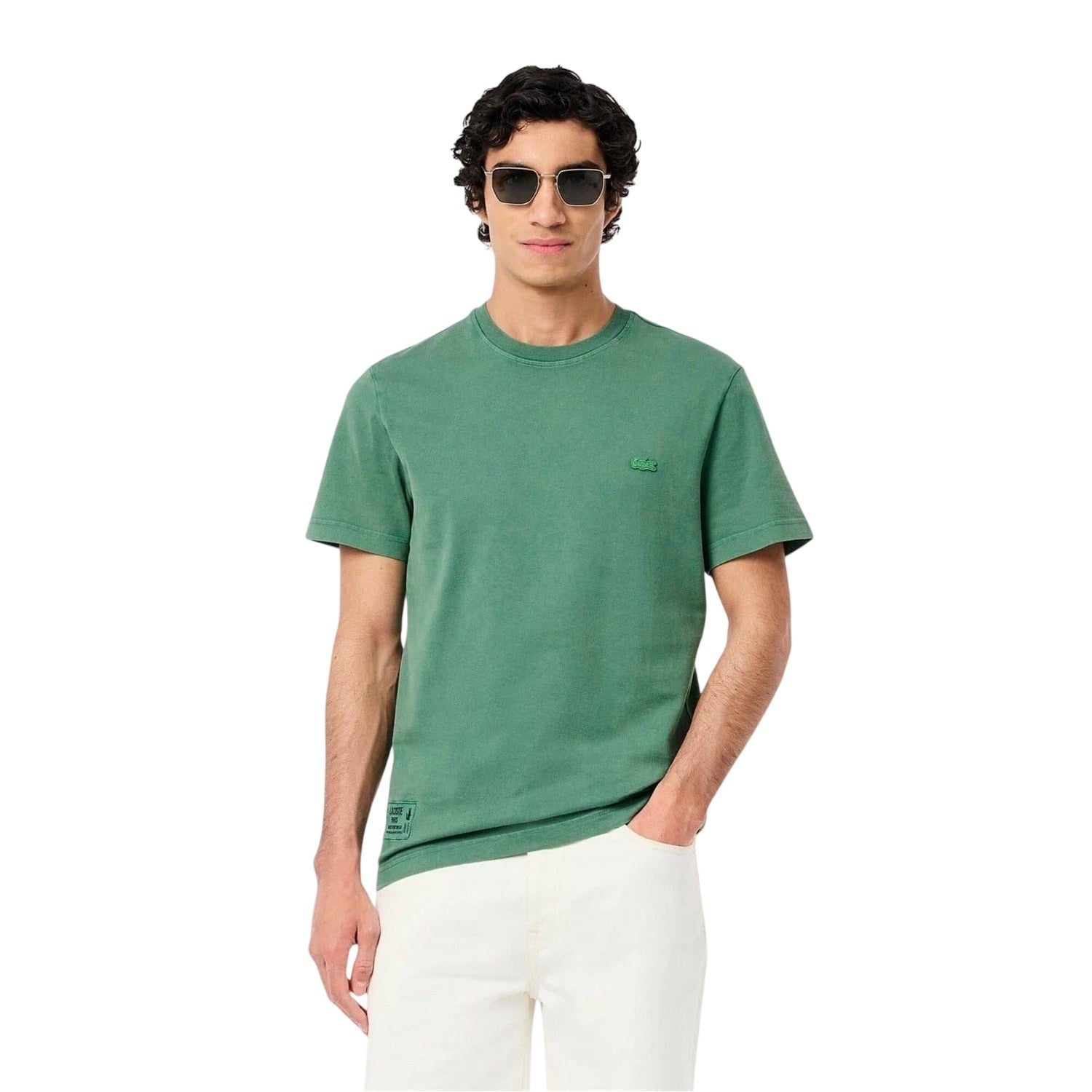 Green - Pack Shot - Lacoste Mens Logo Crew Neck Regular T-Shirt