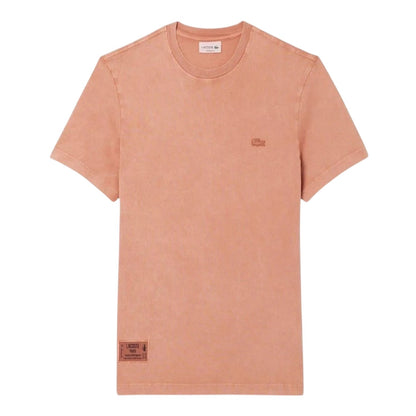 Latte - Front - Lacoste Mens Logo Crew Neck Regular T-Shirt