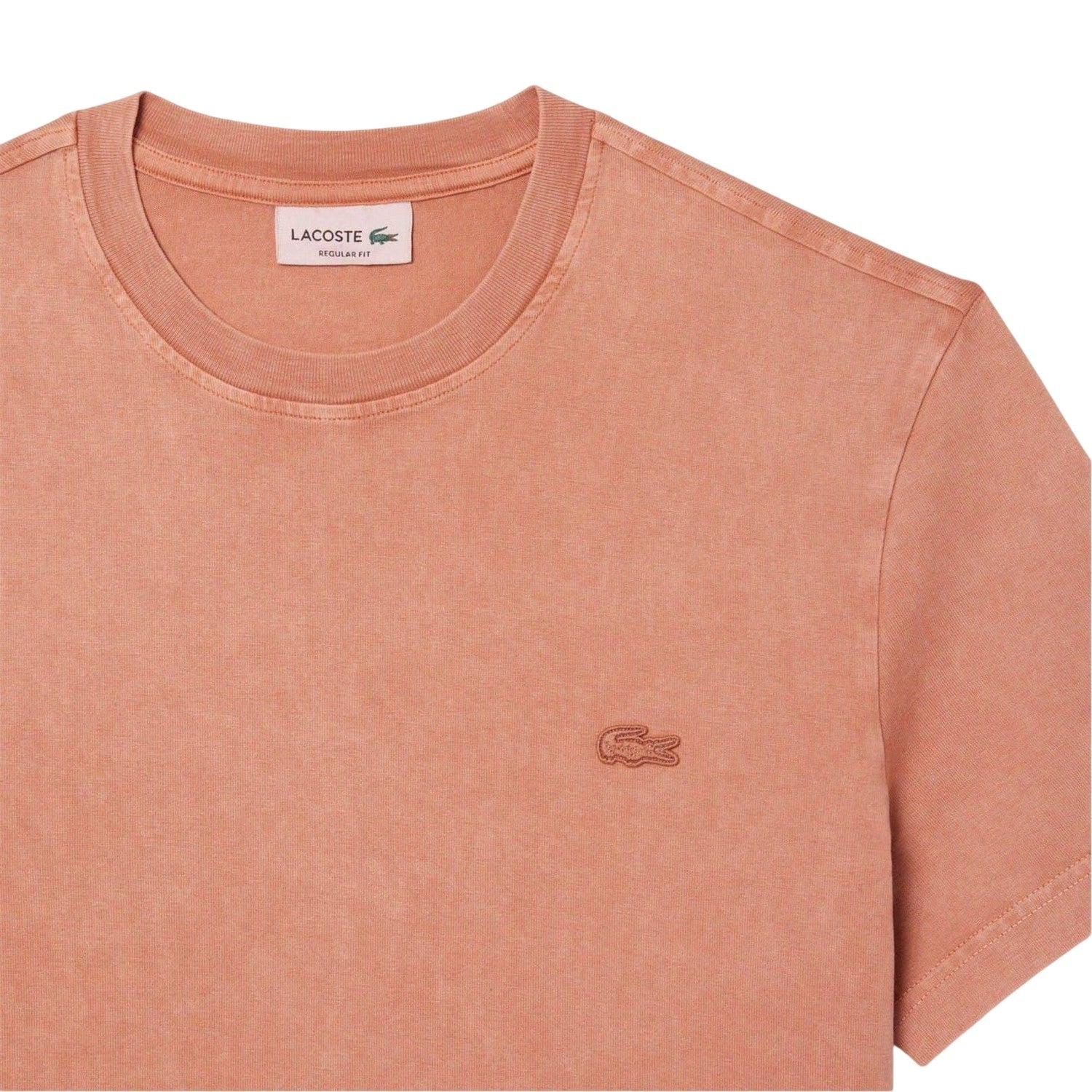 Latte - Side - Lacoste Mens Logo Crew Neck Regular T-Shirt