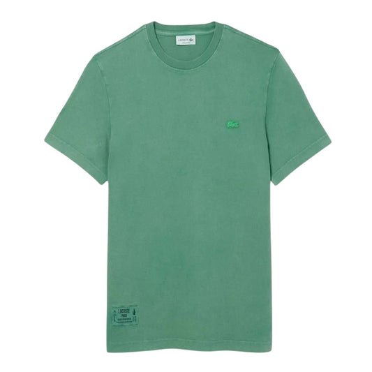 Green - Front - Lacoste Mens Logo Crew Neck Regular T-Shirt