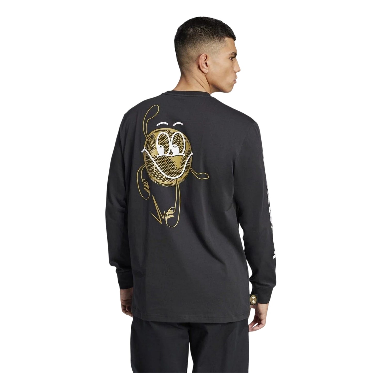 Black-Gold - Back - Adidas Mens Juventus Graphic Print Long-Sleeved T-Shirt