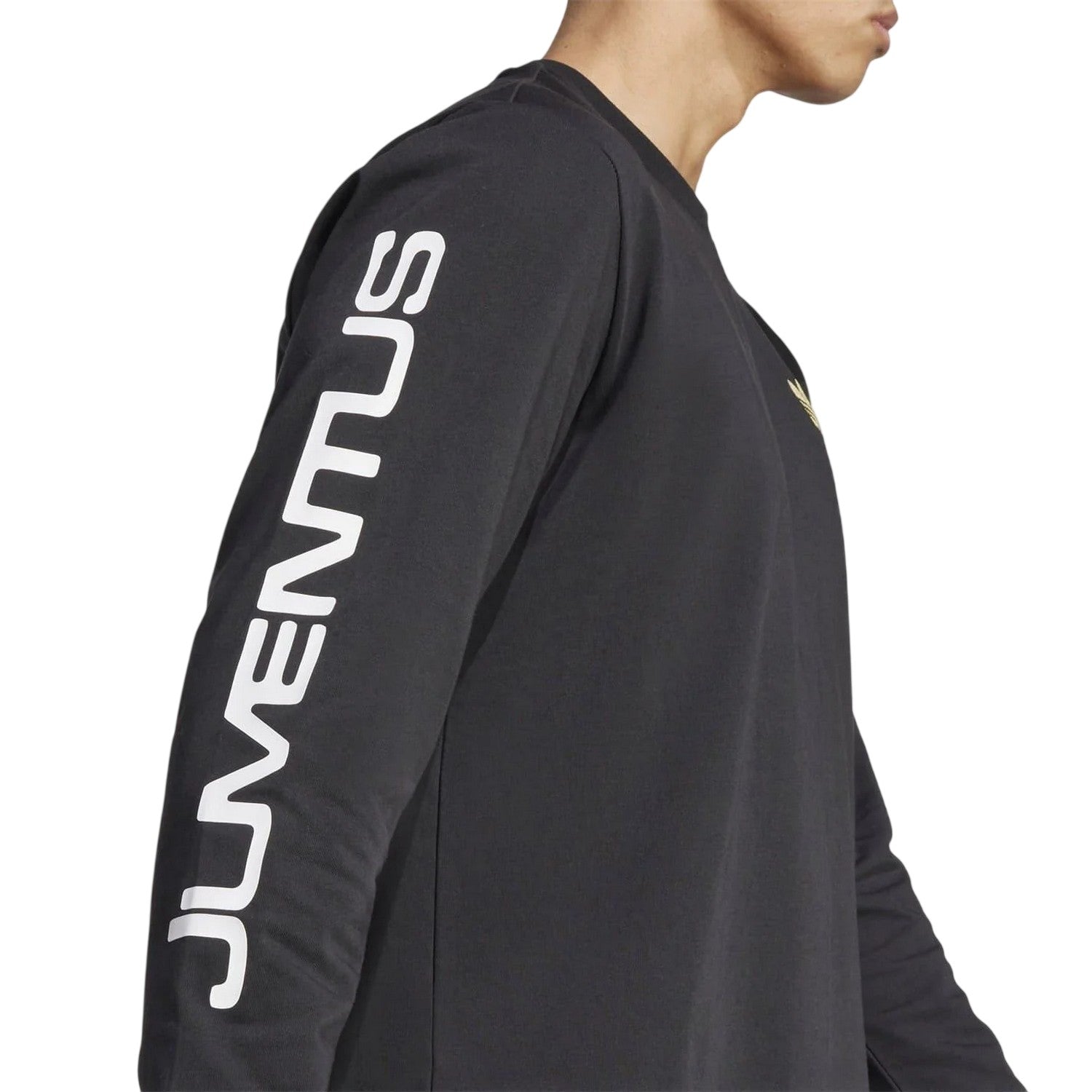 Black-Gold - Side - Adidas Mens Juventus Graphic Print Long-Sleeved T-Shirt