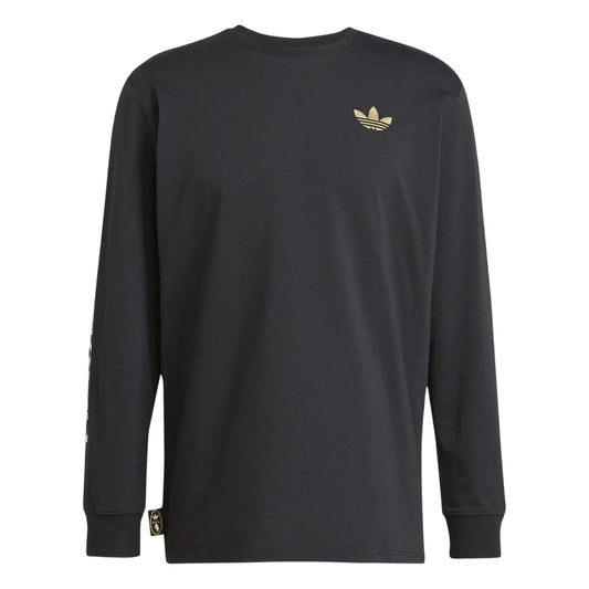 Black-Gold - Front - Adidas Mens Juventus Graphic Print Long-Sleeved T-Shirt