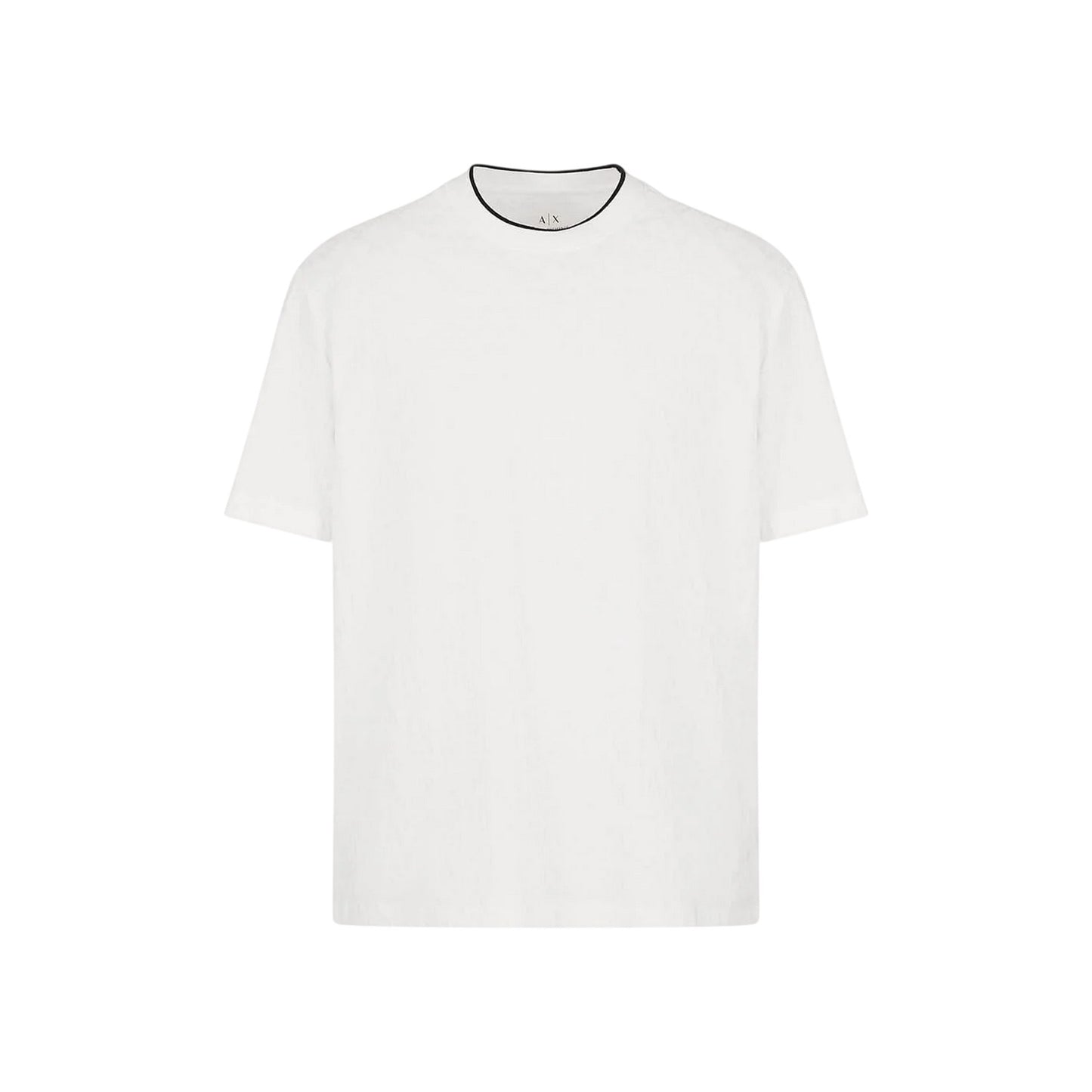 Off White - Front - Armani Exchange Mens Textured Crew Neck Regular T-Shirt