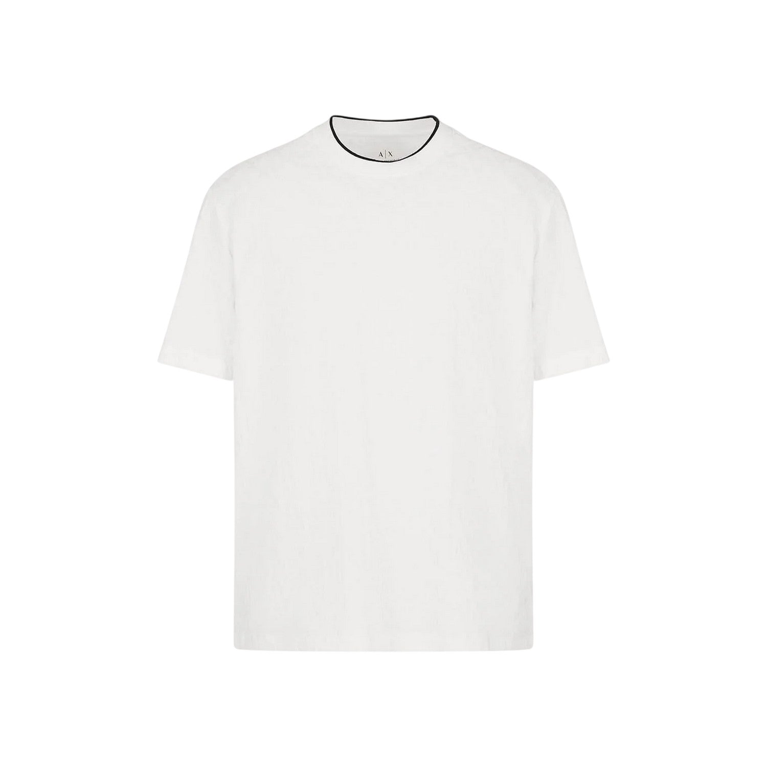 Off White - Front - Armani Exchange Mens Textured Crew Neck Regular T-Shirt