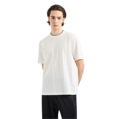 Off White - Lifestyle - Armani Exchange Mens Textured Crew Neck Regular T-Shirt