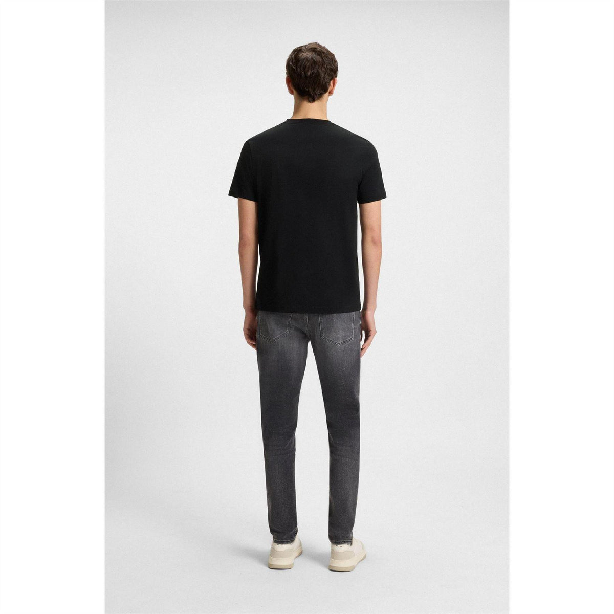 Black - Side - Boss Mens Thinking 1 Signature Logo Regular T-Shirt
