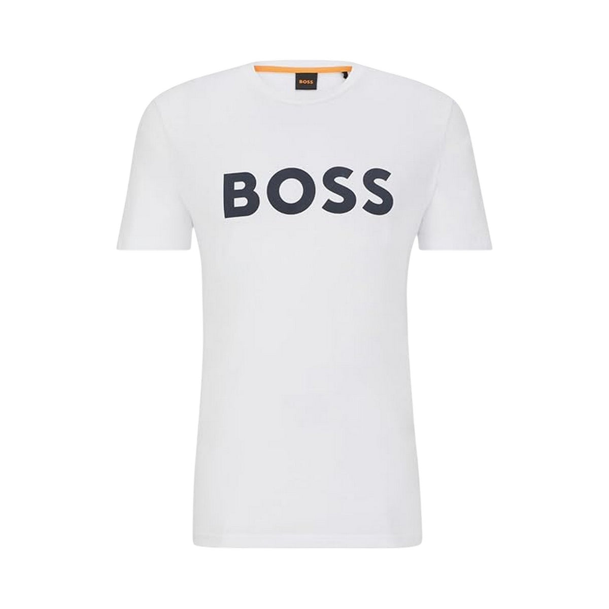 White - Front - Boss Mens Thinking 1 Signature Logo Regular T-Shirt