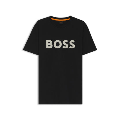 Black - Front - Boss Mens Thinking 1 Signature Logo Regular T-Shirt
