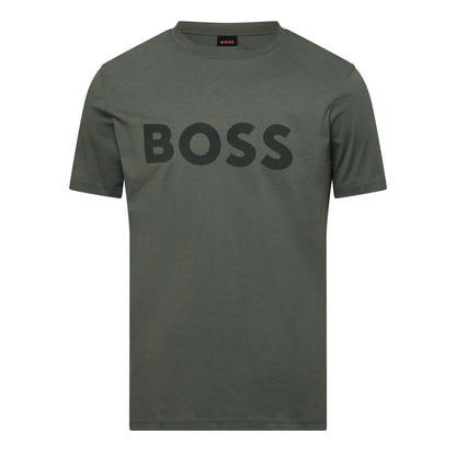 Dark Grey - Front - Boss Mens Thinking 1 Signature Logo Regular T-Shirt