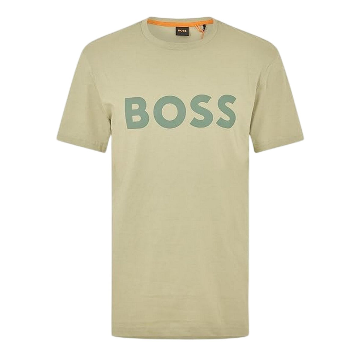Green - Front - Boss Mens Thinking 1 Signature Logo Regular T-Shirt